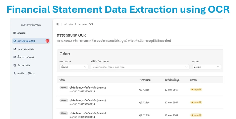 Financial Statement Data Extraction using OCR